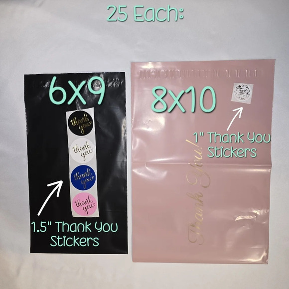 🆕Poly Mailer Bags & Thank You Stickers - (50 mailers + 50 stickers) - Picture 1 of 7